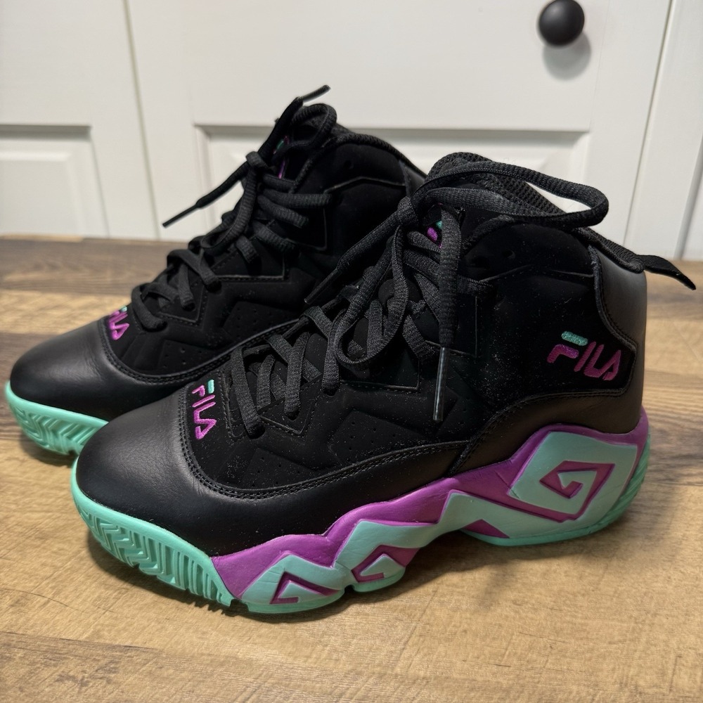 Fila MB Jamal, Mashburn Retro Black Teal Purple Kid Size 5 Women Equiv 6.5-7